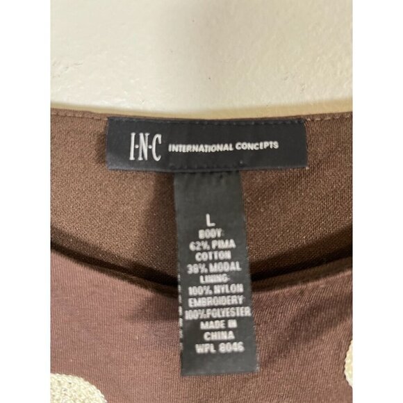 INC Dress L Brown Tank Floral Boho Midi Y2K Festival 80s Indie Festival Classic - Picture 2 of 15